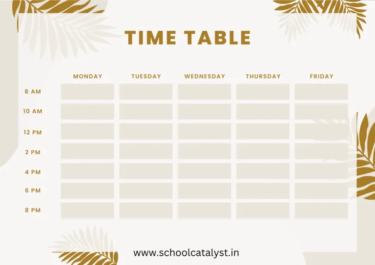 Class Schedule Template School Catalyst