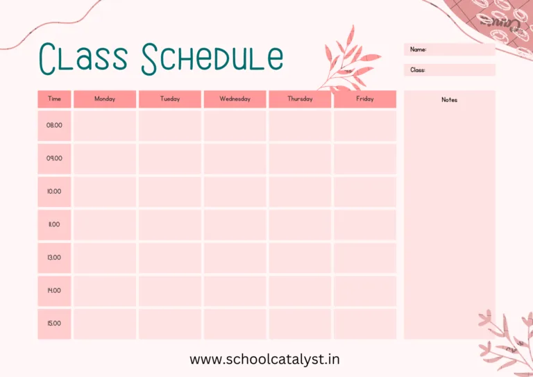 Class Schedule Template School Catalyst