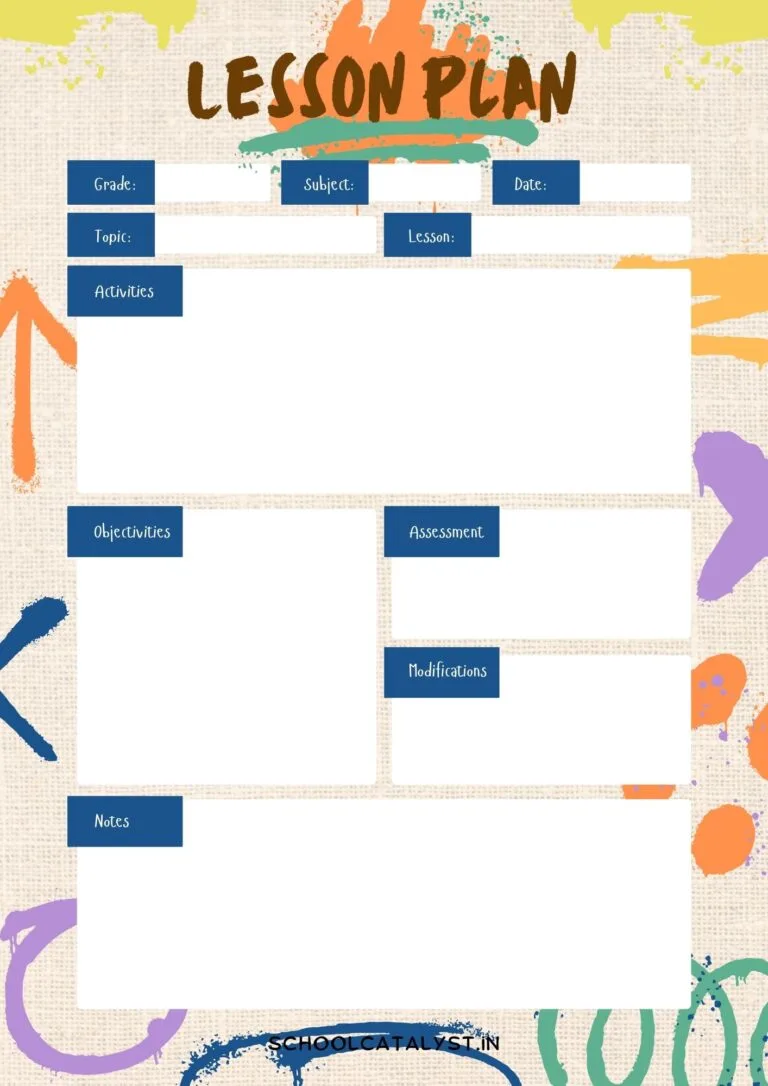 Lesson Plan template School Catalyst