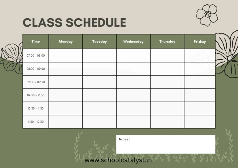 Class Schedule Template School Catalyst