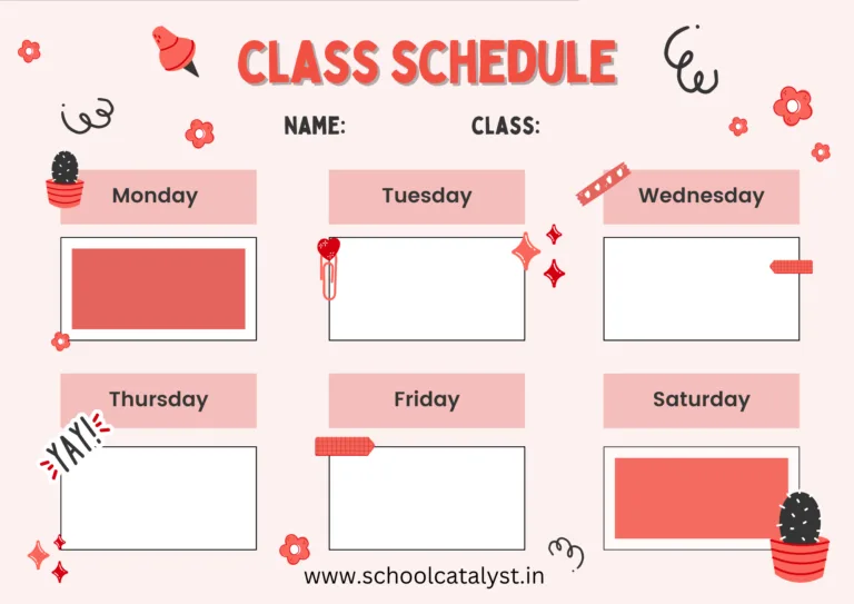 Class Schedule Template School Catalyst
